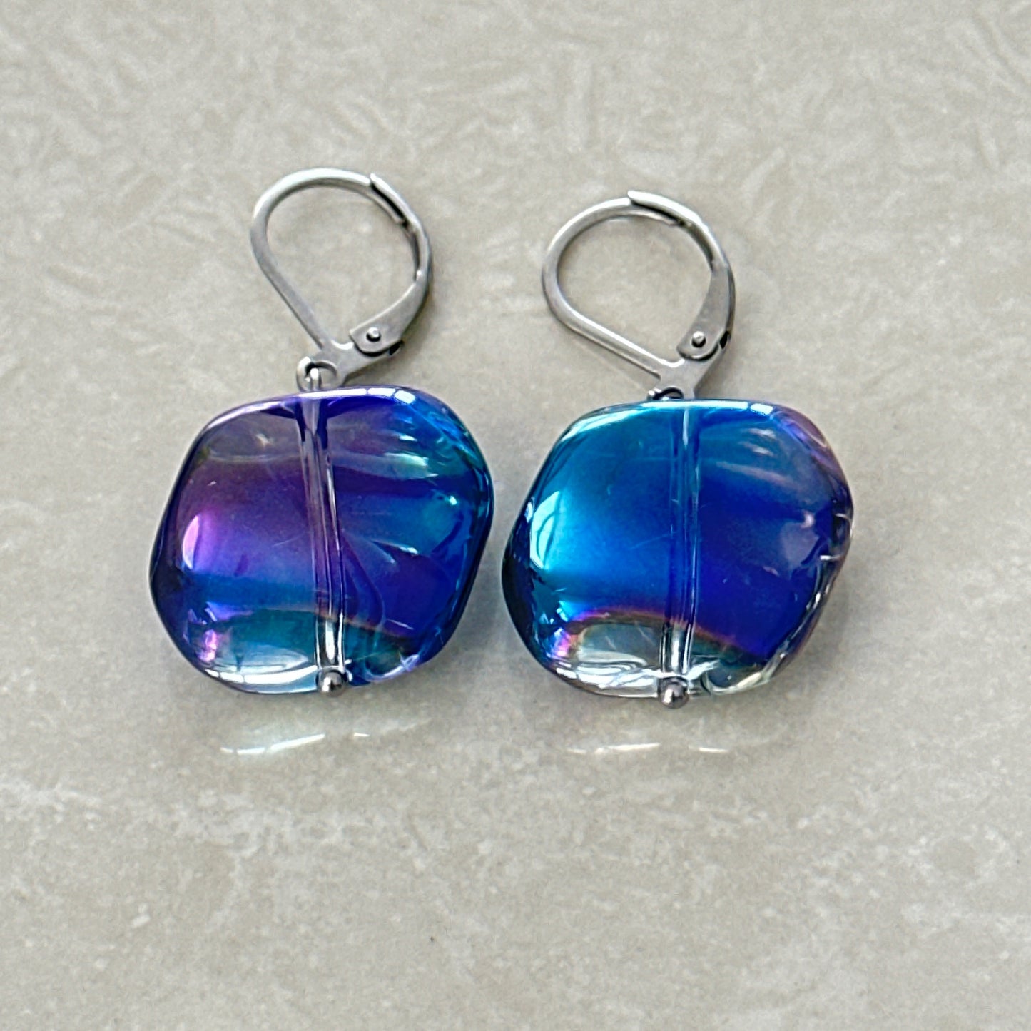 Iridescent Czech AB Glass Earrings