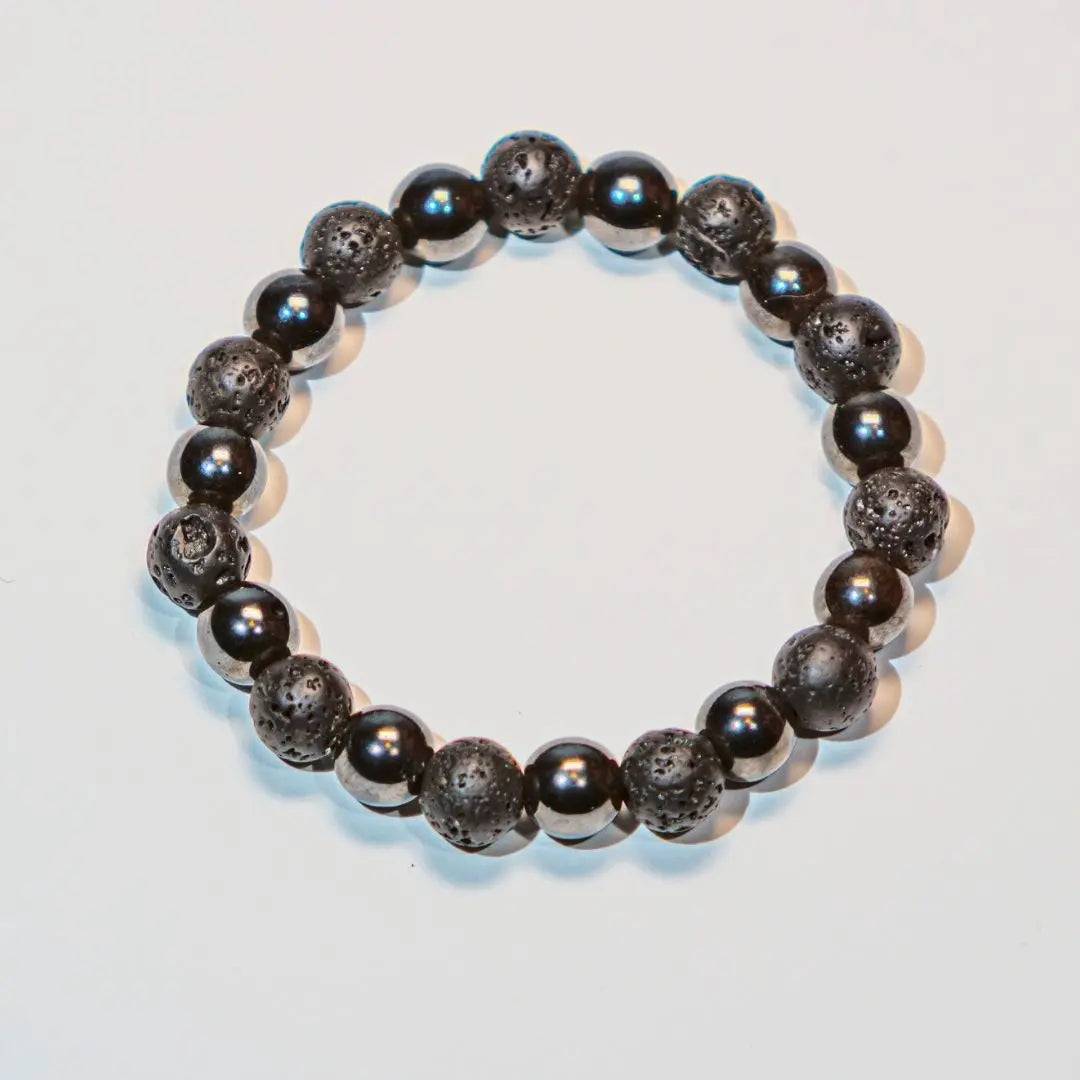 Lava & Gemstone Diffuser Bracelet - Hematite - Uplift Beads