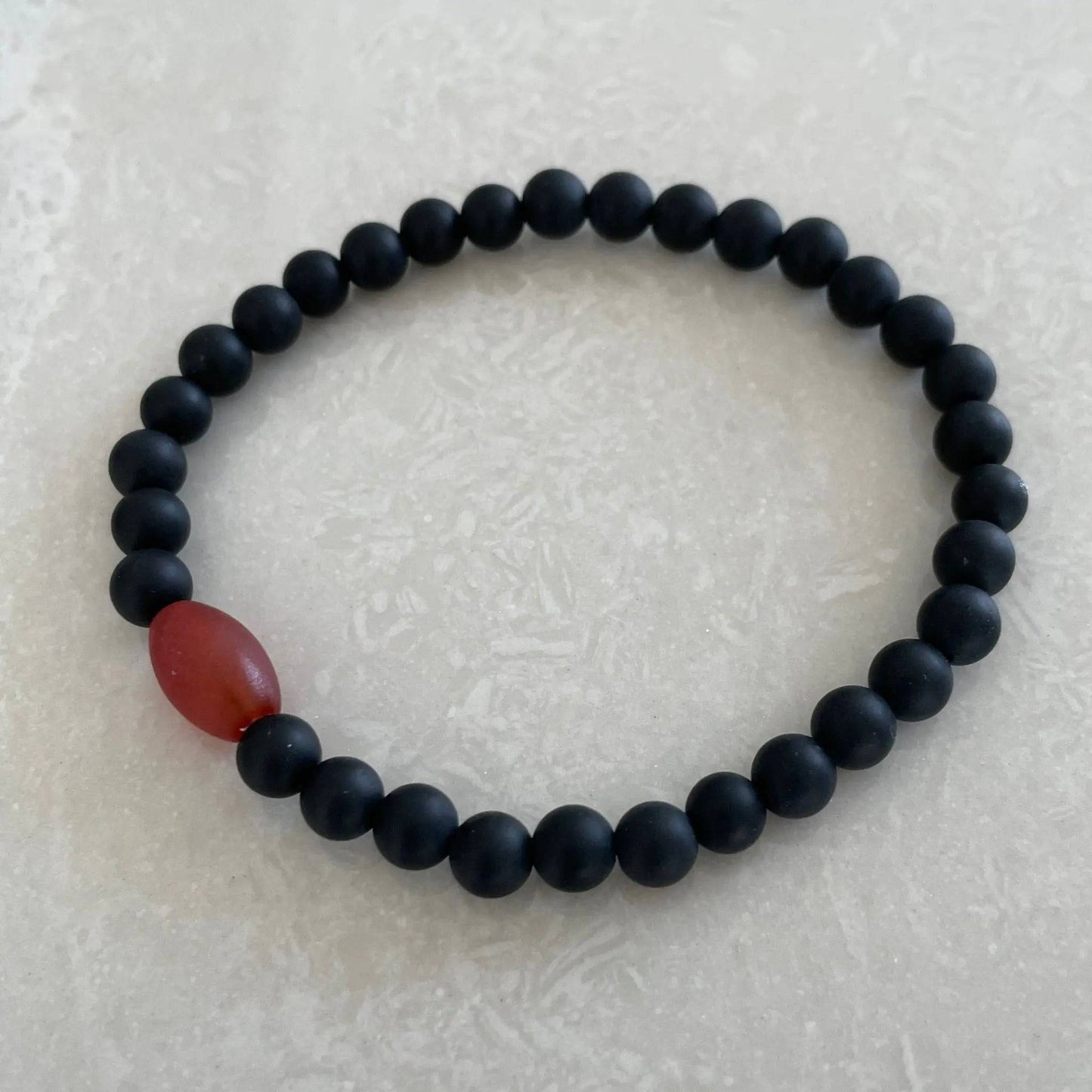 Om (Aum) Bracelet - Black Onyx & Red Agate - Uplift Beads