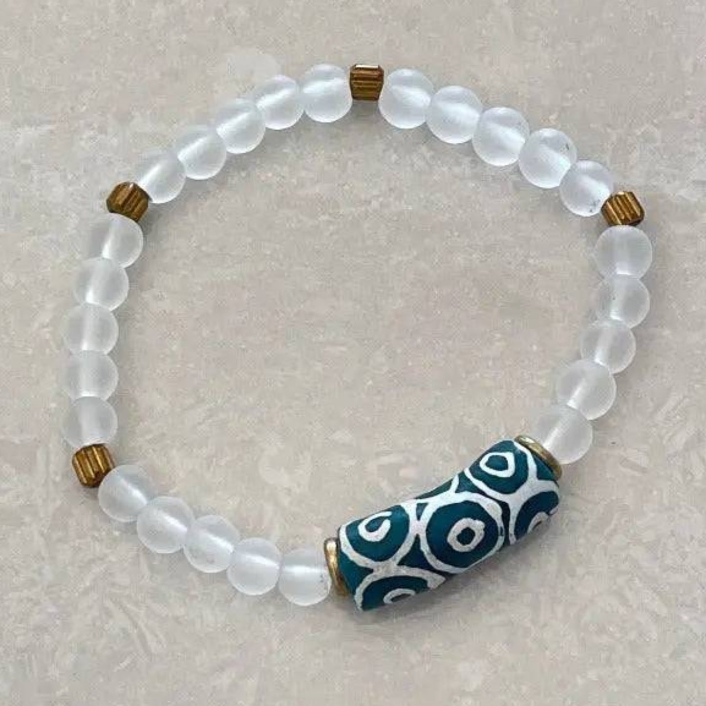 African Krobo & Sea Glass Bracelet - Uplift Beads