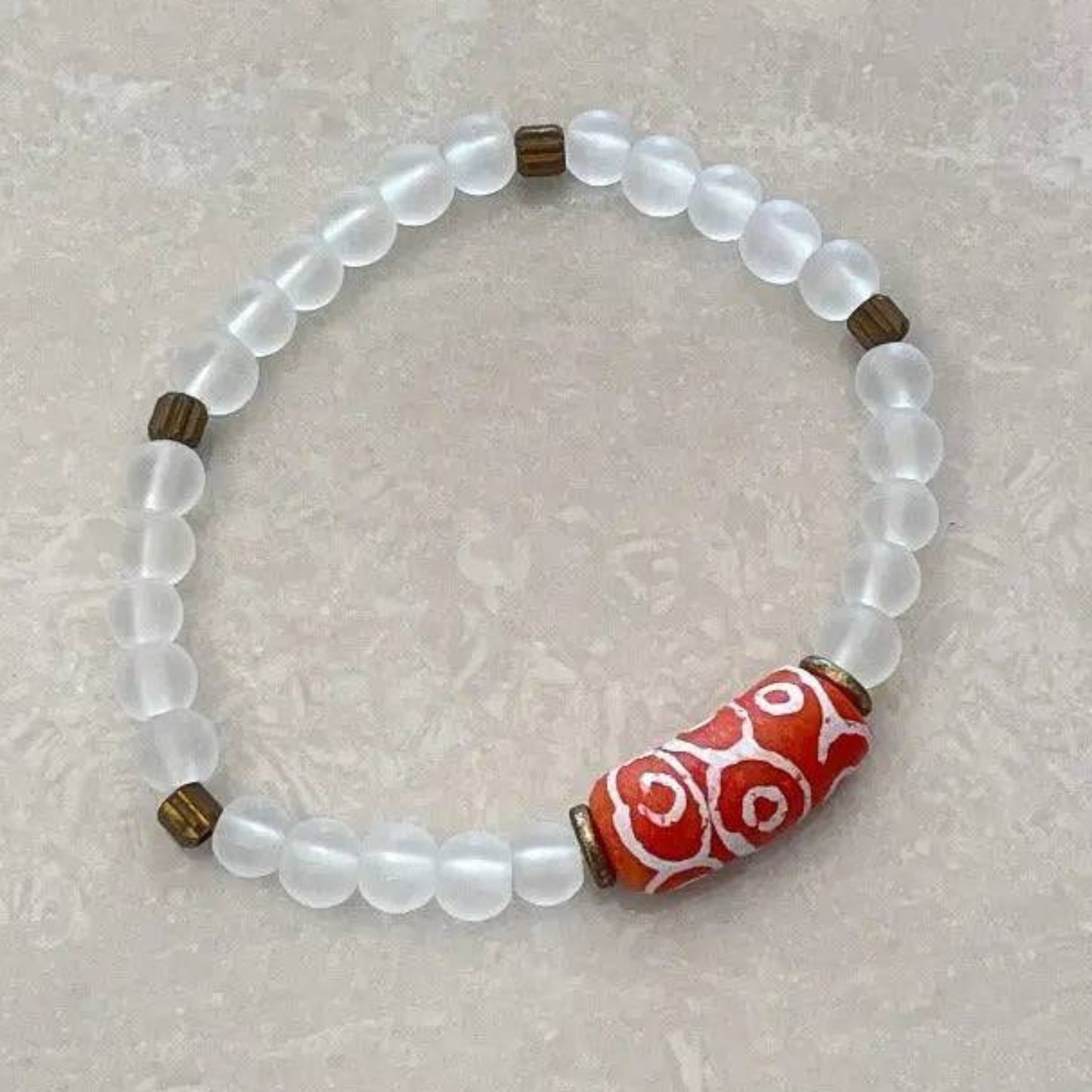 African Krobo & Sea Glass Bracelet - Uplift Beads