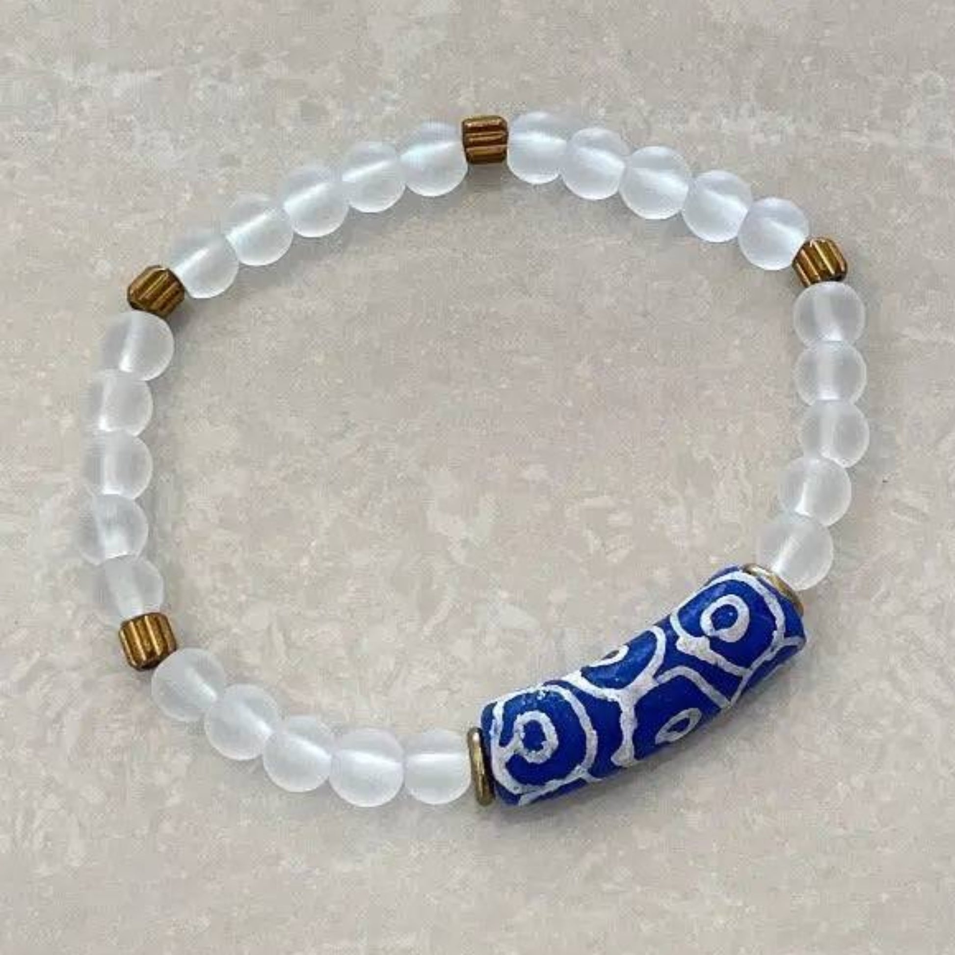 African Krobo & Sea Glass Bracelet - Uplift Beads