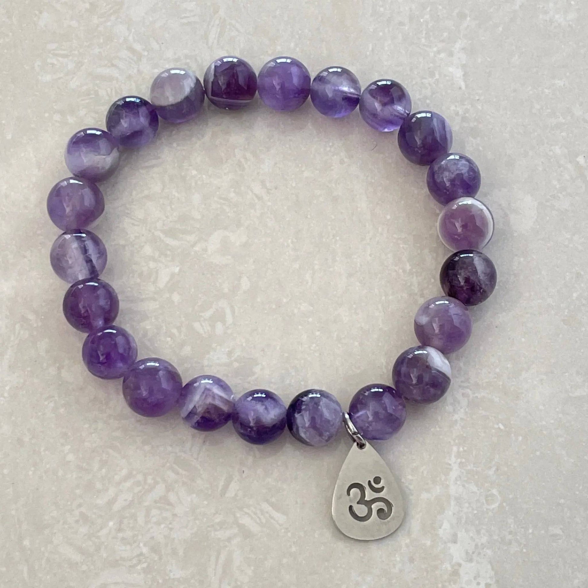 Om (Aum) Bracelet - Chevron Amethyst - Uplift Beads