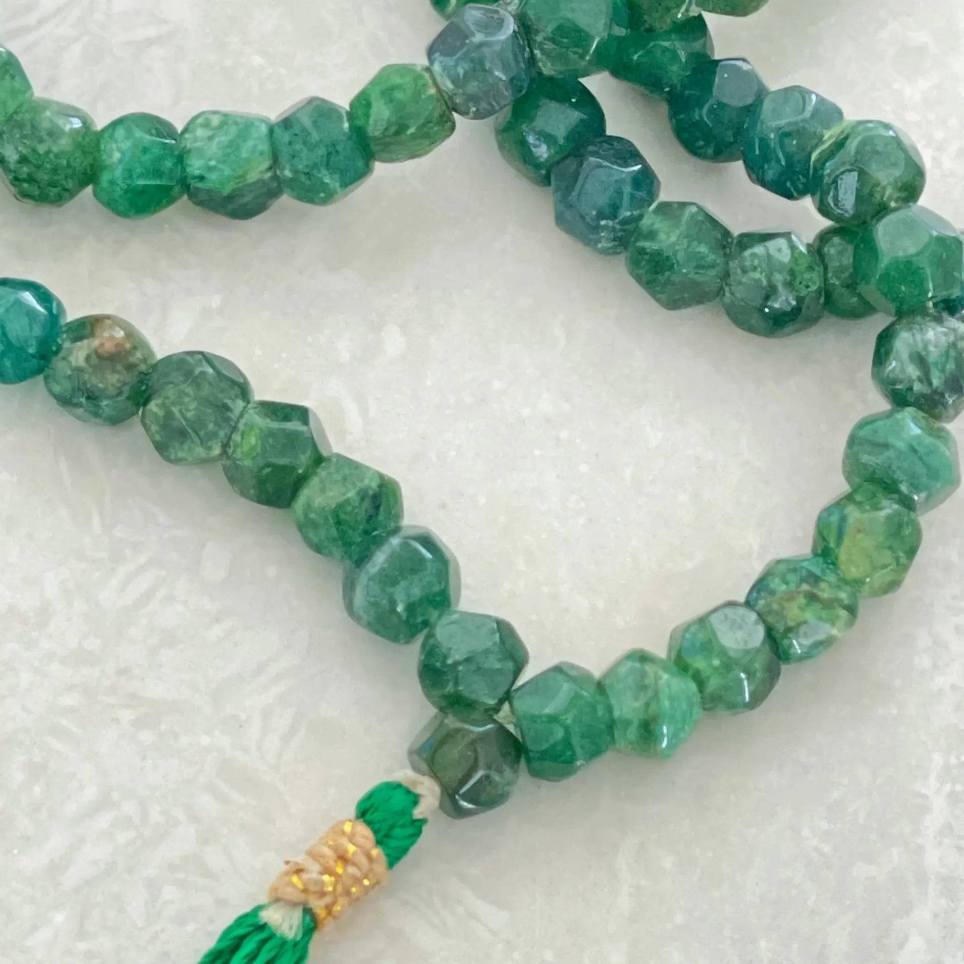 Green Aventurine Mala closeup - Uplift Beads